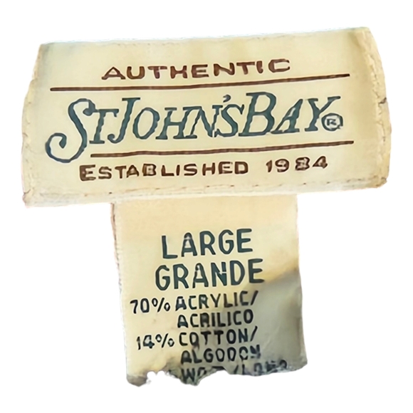 Vintage St Johns Bay Women's Sz L Medium Sweater Fair Isle Blue Wool Nordic - Picture 5 of 5